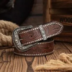 スタッズベルト Y2K ブラウン ヴィンテージ アンティーク 男女兼用 アメカジ