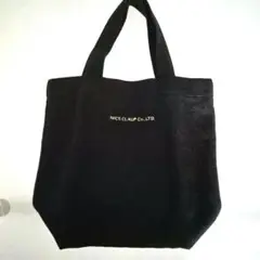NICE CLAUP ブラックトートバッグウール混素材