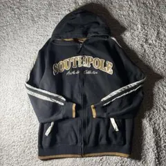 サウスポール　パーカー　ジップパーカー　センターロゴ刺繍　ビックサイズ　古着