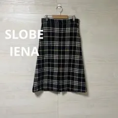SLOBE IENA★チェック Aライン フロントスリット ウール スカート