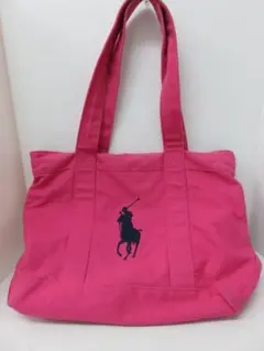 ポロ ラルフ ローレン トート ピンク×ストライプ柄 トートバッグ ロゴ刺繡