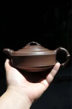 中国茶器 紫砂 急須 漢詩彫刻 紫泥 茶銚 茶注 煎茶道具 宜興茶器 