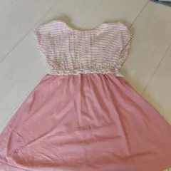 ノースリーブワンピース ピンクと白のストライプ