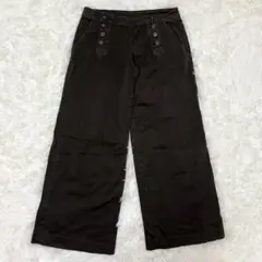 THE EMPORIUM (W64) ワイドパンツ ボタンデザイン 綿混