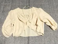 【超美品】ボレロ　半袖カーディガン ピンクベージュ結婚式　お呼ばれ　M