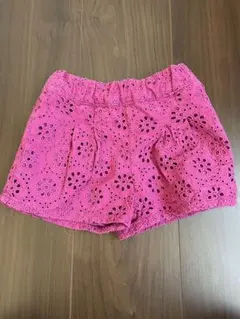 petit main ピンク刺繍ハーフパンツ