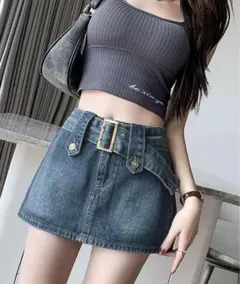 デニムスカート ミニスカート インナーパンツ付き