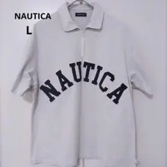 NAUTICA ノーティカ　グレー 半袖 Tシャツ ジップ　ロゴ　オーバーサイズのサムネイル