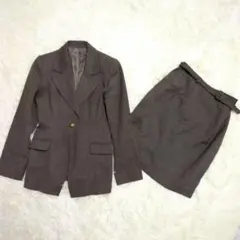 ASPRI アスプリ セットアップ スカートスーツ(M)ブラウン 毛100%