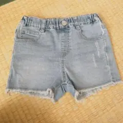 女の子 ショートパンツ デニム ダメージ加工 ズボン 【120】