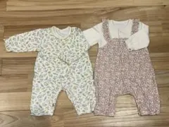 【2枚セット】花柄ロンパース 60〜70 女の子 フリル リボン 可愛い 春