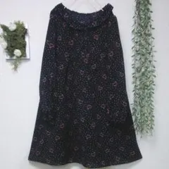 earth☆花柄ワンピース☆ネイビー