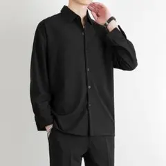 モノトーン シンプルオーバー シャツ【ブラック】