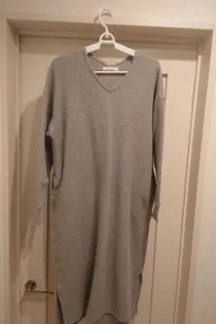 chocol raffine robe グレー Vネック ロングワンピース