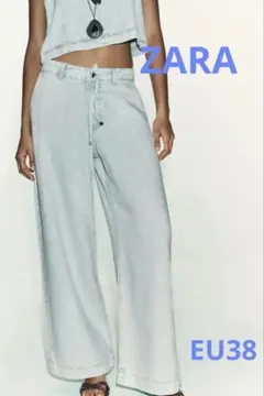 【美品】ZARA ワイドレッグコード付きデニムパンツのサムネイル