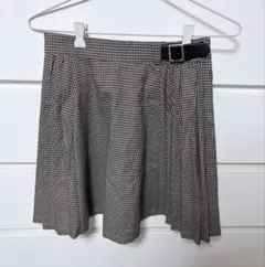 古着 チェック柄プリーツスカート ベルト付き