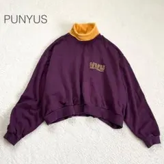 【プニュズ】レイヤード風クロップドスエット 長袖 ハイネック 美品 大きいサイズ