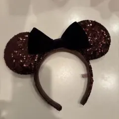 ミッキー耳カチューシャ ブラウン スパンコール