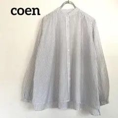 coen コーエン ストライプブラウス F 未使用に近い バンドカラー シャツのサムネイル