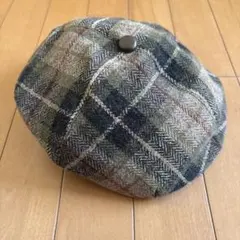 【美品】COACH コーチ ベレー帽 ウール チェック ターンロック グレー 美品】COACH コーチ ベレー帽 ウール チェック ターンロック グレー