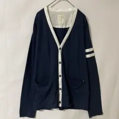 BACK NUMBER ライトオン Vネック カーディガン 紺 M メンズのサムネイル