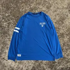 ヴィンテージ　ロンT ブルー ロゴプリント 袖ライン　　L ストリート
