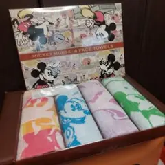 ミッキーマウス フェイスタオル4枚セット