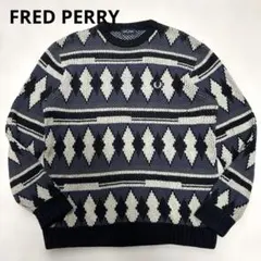 ✨希少 フレッドペリー オーバーサイズ コットン×ウール 長袖 セーター 刺繍