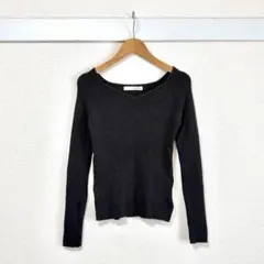 ロイヤルパーティー リブニット Vネック 長袖 黒 インナー タイト ストレッチ