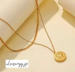 【爆売】コイン ゴールド 2連 18kコート ネックレス サージカルステンレス