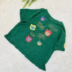 ラフ ナチュラル チャーム 刺繍 マスク ポッケ Tシャツ 半袖 グリーン Fのサムネイル