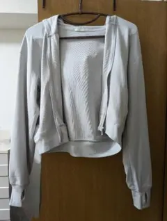 GU UVカット フルジップパーカー ライトグレー