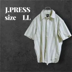 美品 ジェイプレス ボタンダウン 半袖シャツ マルチストライプ コットン【LL】のサムネイル