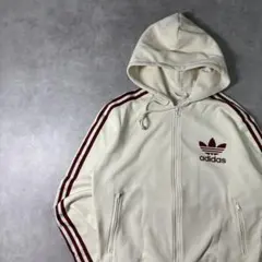 adidas 00s パーカー ジップアップ フーディ クリーム ベージュ XL