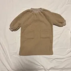 nunubiel ベージュ フリース ワンピースアウター ポケット付き