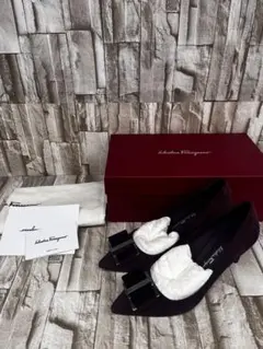 Ferragamo フェラガモ リボンスエードパンプス パープル　23.5cm