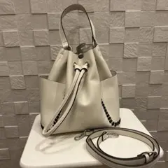 ZARA巾着2WAYショルダーバッグ ホワイト 白