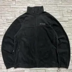 て*け様 Columbia フリースジャケット ブラック 刺繍ロゴ アウトドア