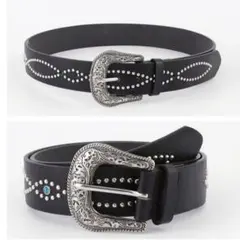 ウエスタンベルト y2k アメカジ ヴィンテージ風 スタッズ ベルト 韓国 黒