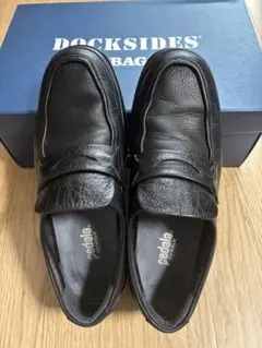 アシックス　ペダラ 黒 レザー ローファー24.5