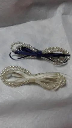 パールリボンヘアピン2点セット☆新品未使用