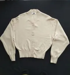 【UNIQLO　U 】強撚コットン総棒針編みショートカーディガン ベージュ S