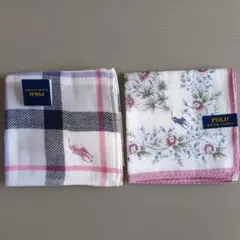POLO チェック柄と花柄 ハンカチ 2枚セット