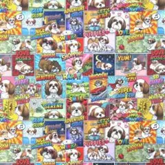 【ゆきちゃん限定】X2420-11 アメコミ風 シーズー柄 コットン生地 1m