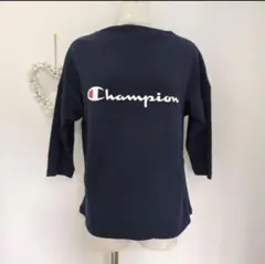 Champion ネイビー 長袖TシャツボートネックＬサイズ　７分丈
