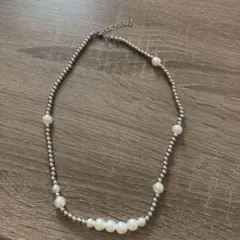 パール シルバー ネックレス