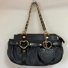 美品】サマンサタバサ デラックス ショルダーバッグ レザー ブラック 