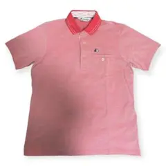 Black & Whiteピンク ポロシャツ 半袖 Mサイズ ストライプ襟