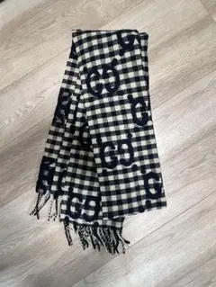 GUCCI 644365 マフラー ジャガード GG ギンガムチェック