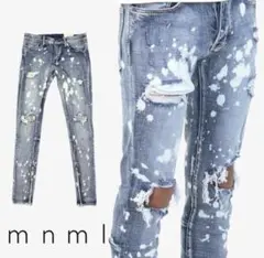 希少】mnml スキニーデニム W30 グラフィックプリント ストレッチ 細身